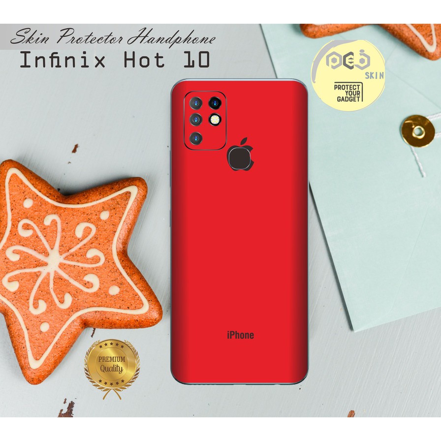 Garskin HP Infinix Hot 10 motif Iphone red  - Free custom Motif
