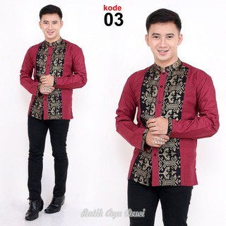  Baju  Koko  Batik  Kombinasi Lengan Panjang Exlusiv Ayu 