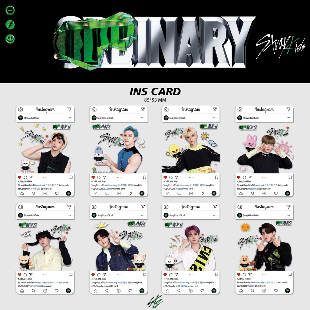 8pcs / Set Kartu Foto StrayKids Album ODDINARY INS Transparan Bahan PVC