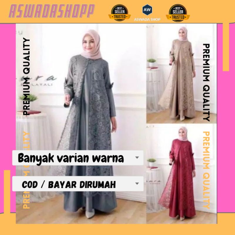 Baju Pakaian Gamis Laura| Dress Brokat | Laura Brukat Dress | Gamis Modern | Gamis Terbaru Premium