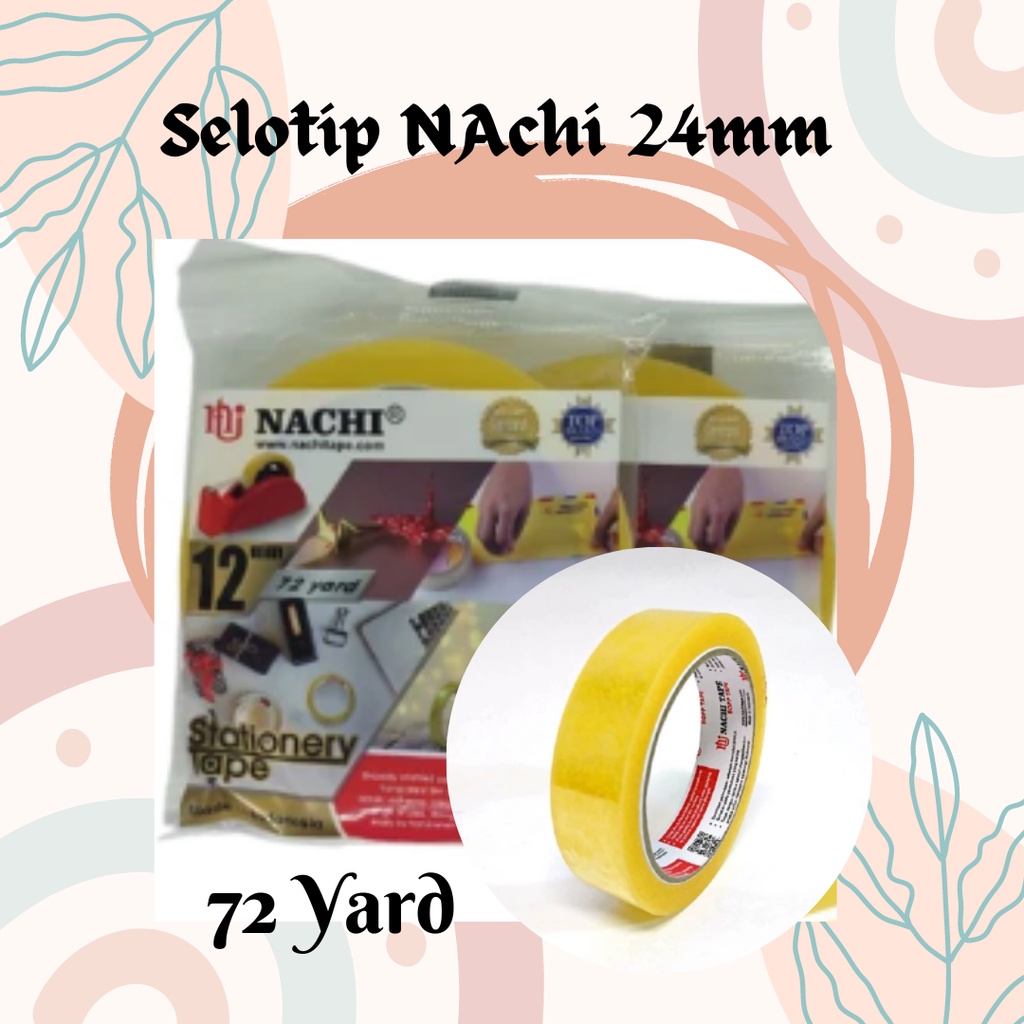 

Selotip/Solasi Nachi 24mm x 72 yards Stationary Tape/ Solasi Toples Kaleng/ Kue Kering