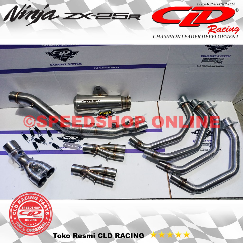 knalpot cld kawasaki ninja zx-25r zx25r original type gp monster 2 in 1 samping dan underbelly mode