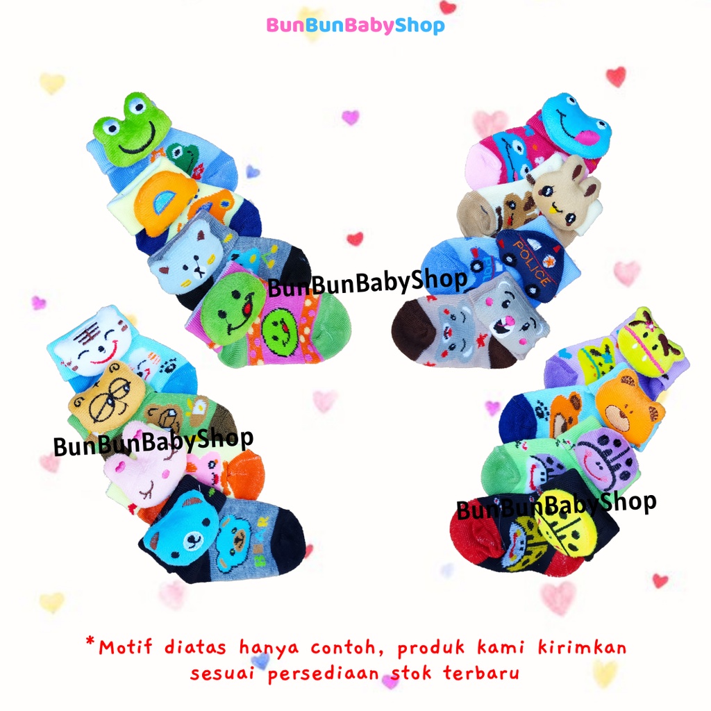 Kaos Kaki Bayi Boneka 3D Samping Perlengkapan Lahir Baby Newborn Lucu Murah Perempuan Laki New Born Anak Karakter Panjang Cewek Cowok Halus Motif