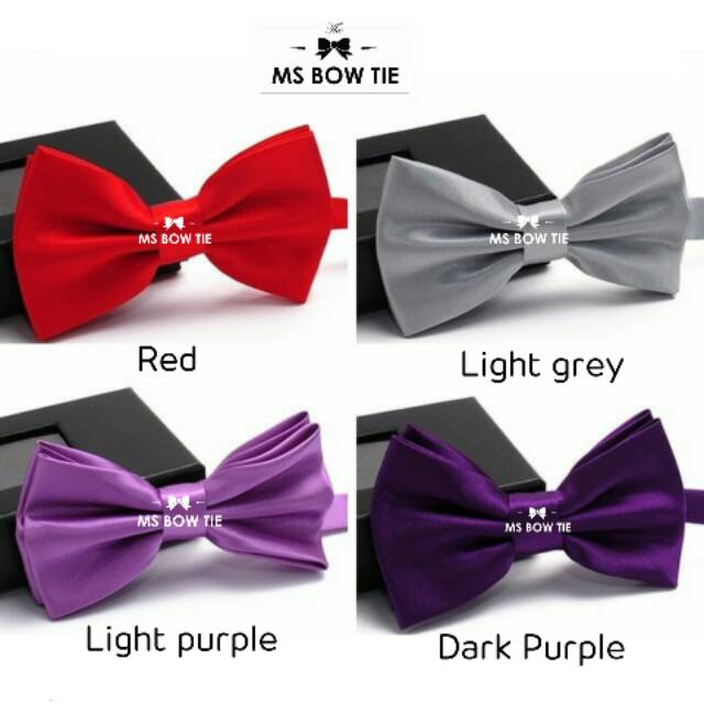 Dasi kupu merah, abu muda, ungu muda, ungu tua