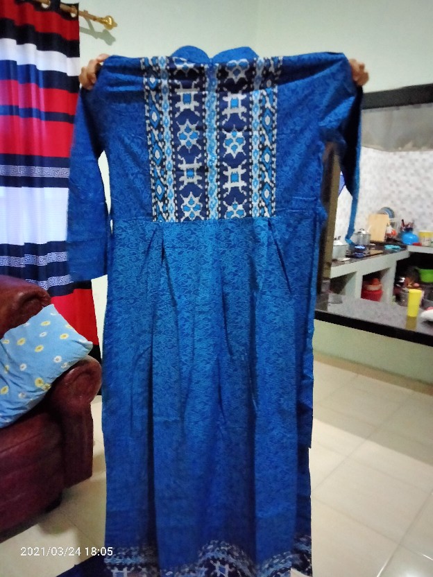 Maura Batik Couple Keluarga - Sania Ruffle Ori Ndoro Jowi Garansi Termurah Shopee - Mega Biru