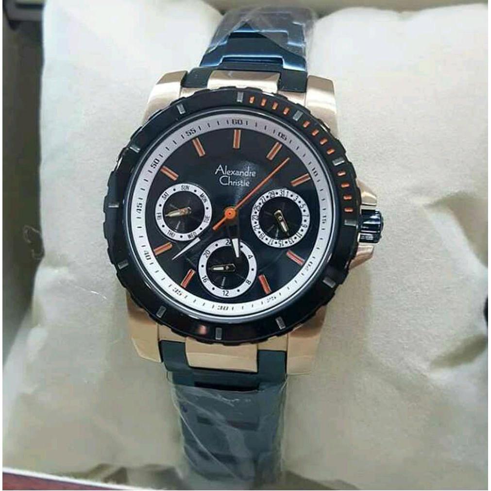 ALEXANDRE CHRISTIE WATCH AC 6141 WANITA SOFT ROSEGOLD BLUE ORIGINAL