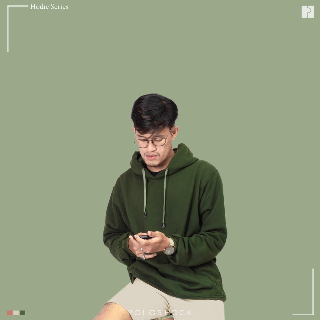 hoodie polos pria wanita dewasa hijau army poloshock