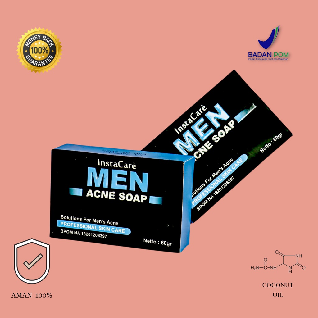 ( 𝗢𝗥𝗜𝗚𝗜𝗡𝗔𝗟 𝟭𝟬𝟬%) Instacare Men Acne Facial Wash - Sabun Cuci Muka Untuk Kulit Jerawat - Sabun Jerawa