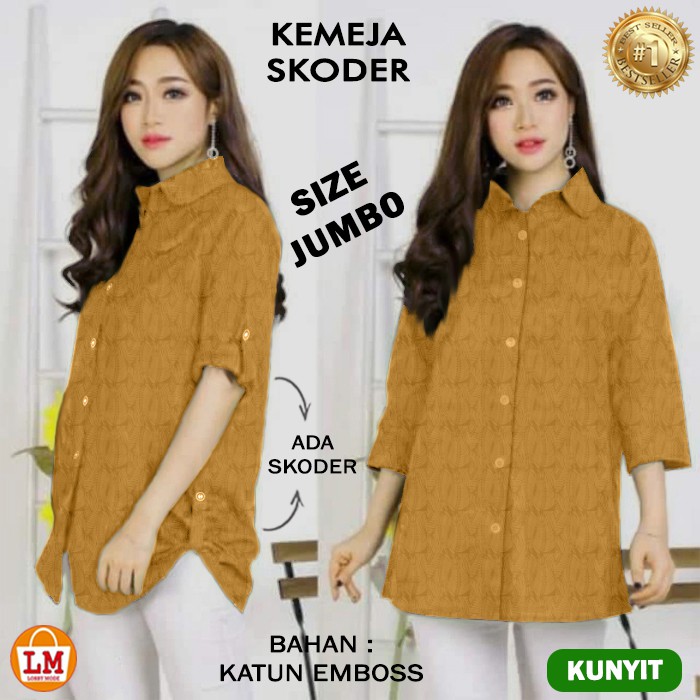 TERMURAH TERLARIS Baju Atasan Kemeja Wanita KEMEJA SKODER EMBOS ASLI TERBARU LMS 17846