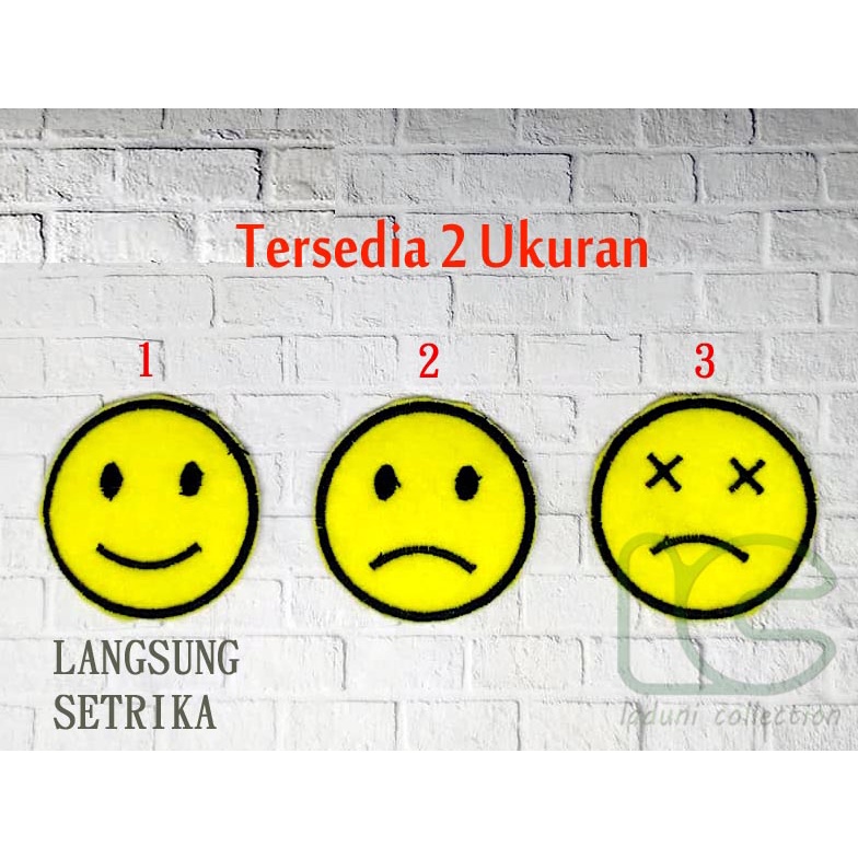 Patch bordir EMOJI / Patch Smile Tempel IRON ON setrika