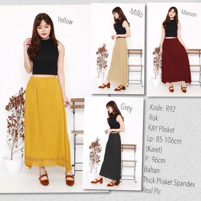 Baju Import Murah - Rok Kay Plisket Bangkok - Maroon