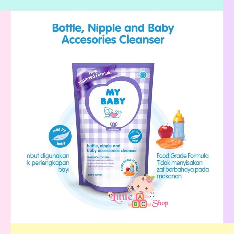 My baby Bottle Nipple &amp; Acc Cleanser 300ml Refil ( POUCH UNGU) Mybaby