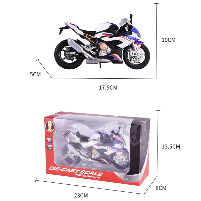 Miniatur Diecast Motor KALWASAKI H2R BMW S1000RR Skala 1 / 12 Bahan Alloy Untuk Koleksi