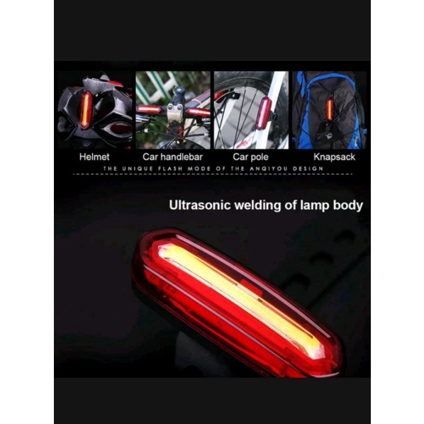 Lampu Sepeda Belakang COB USB Rechargeable 2 Warna Nyala Super Terang Bisa Cas Charger Sepeda Lipat Roadbike MTB Seli