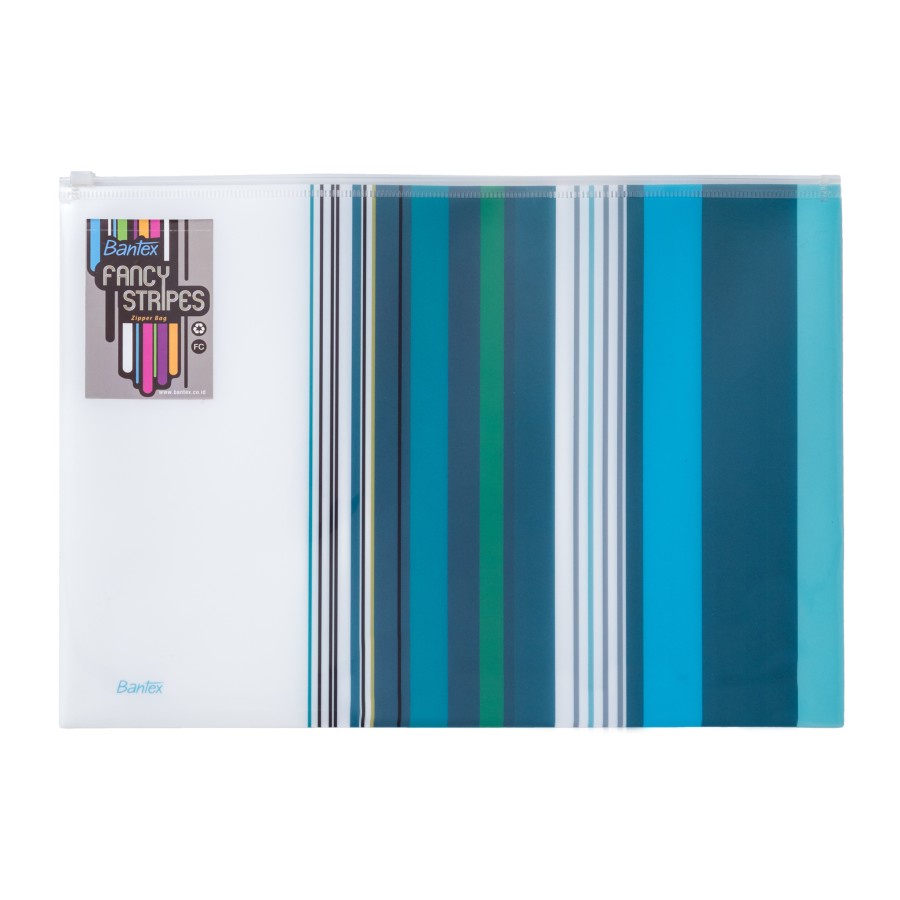 

ZIP FILE BANTEX FANCY STRIPES ZIPPER BAG FOLIO 8075-23 SKYBLUE MURAH