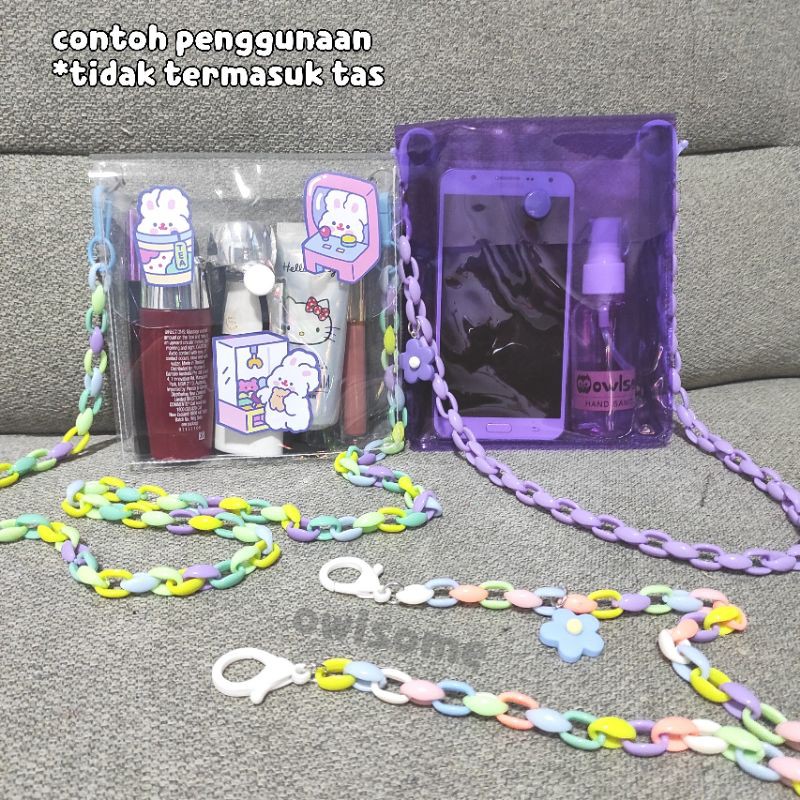 rantai plastik akrilik untuk tali tas panjang, strap tas, rantai tas panjang 100cm