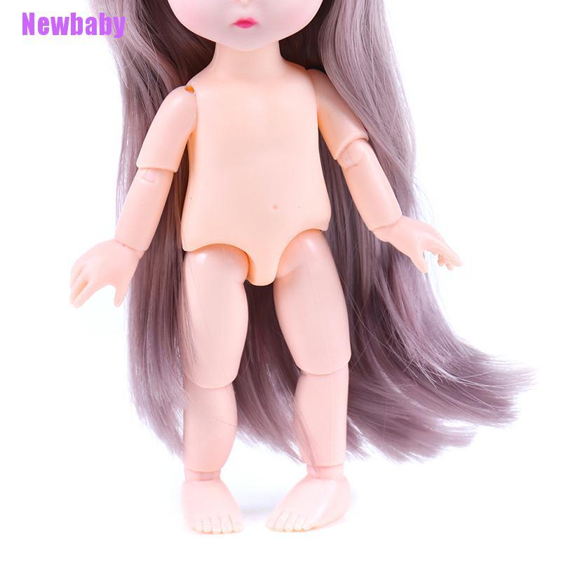 (Newbaby) Mainan Boneka Bayi Mini 13 Dengan Rambut Pink / Silver Ukuran 16cm Naked