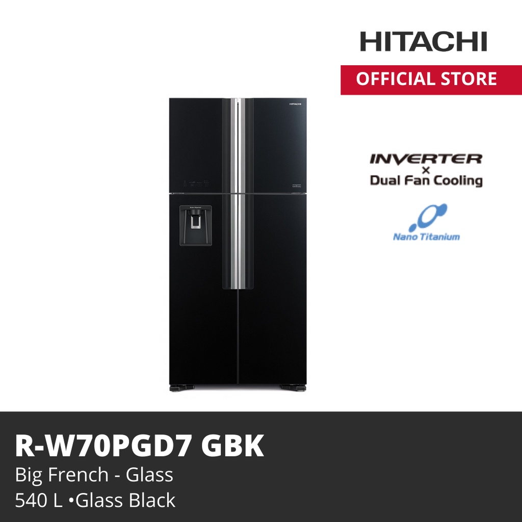 HITACHI KULKAS  R-W70PGD7 GBK 550 L BIG FRENCH  4 DOOR