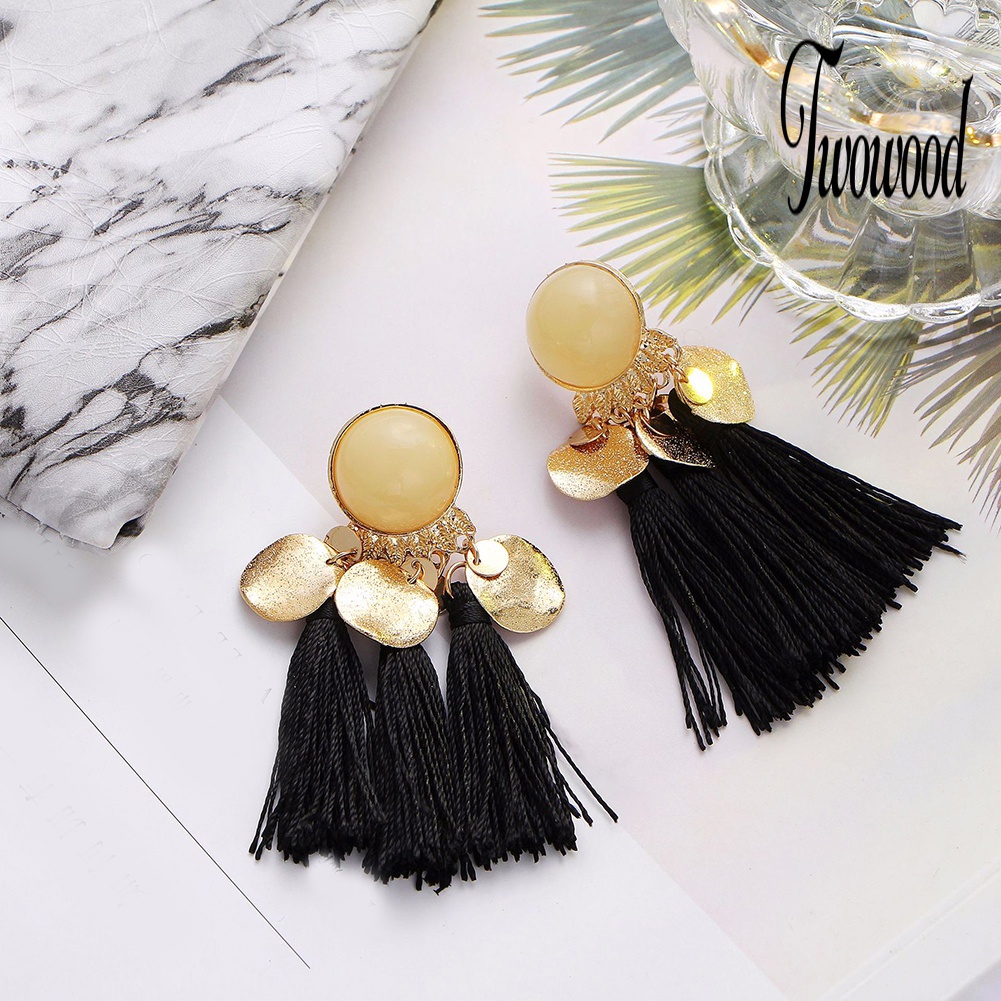 Anting Stud Rumbai Menjuntai Gaya Bohemian Untuk Wanita