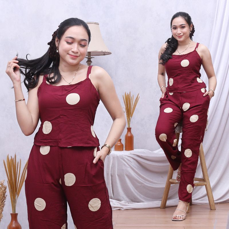 Setelan Tanktop Wanita || Vava Panjang || Baju Tidur || Santai setelan piyama || Daster Bali