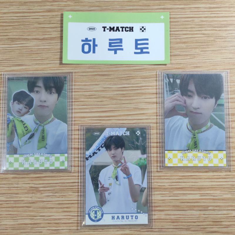 [ PHOTOCARD ] PC TREASURE HARUTO MD TMATCH SET WHITE BLUE ID PLAYER ROUND BADGE T-Match