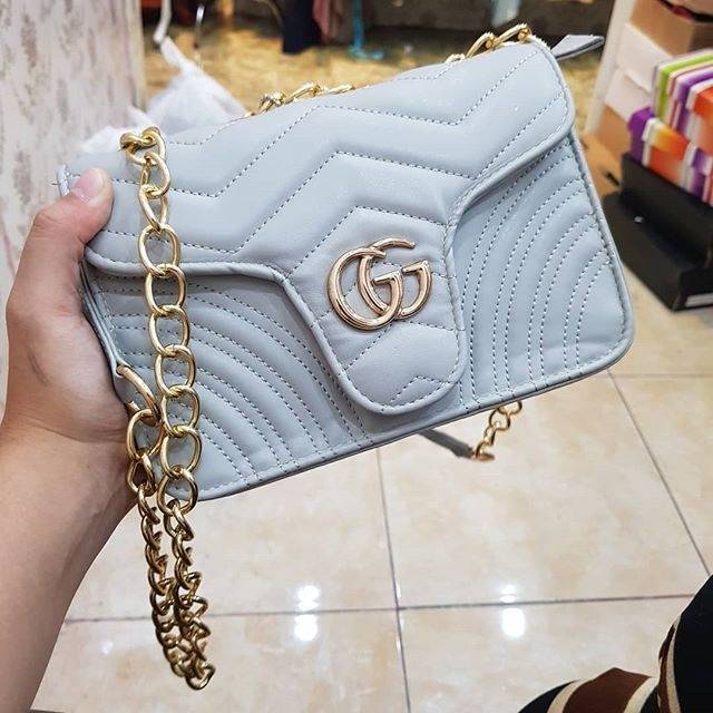 GUCCI SLING BAG GREY//SLING BAG IMPORT WANITA//REAL PICT