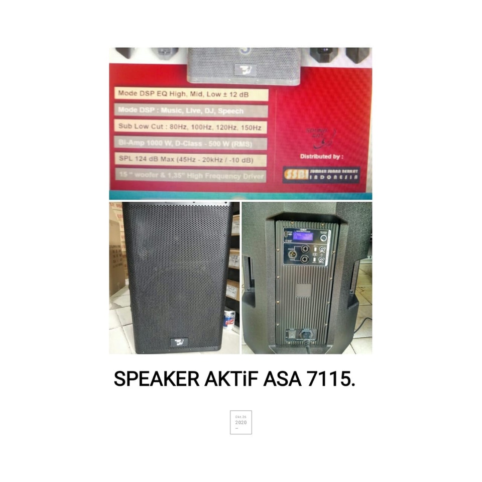 JUAL 1 BUAH SPEAKER AKTIF SOUND ART  15 Inc ASA 7115 DSP 1000  watt USB ASA7115