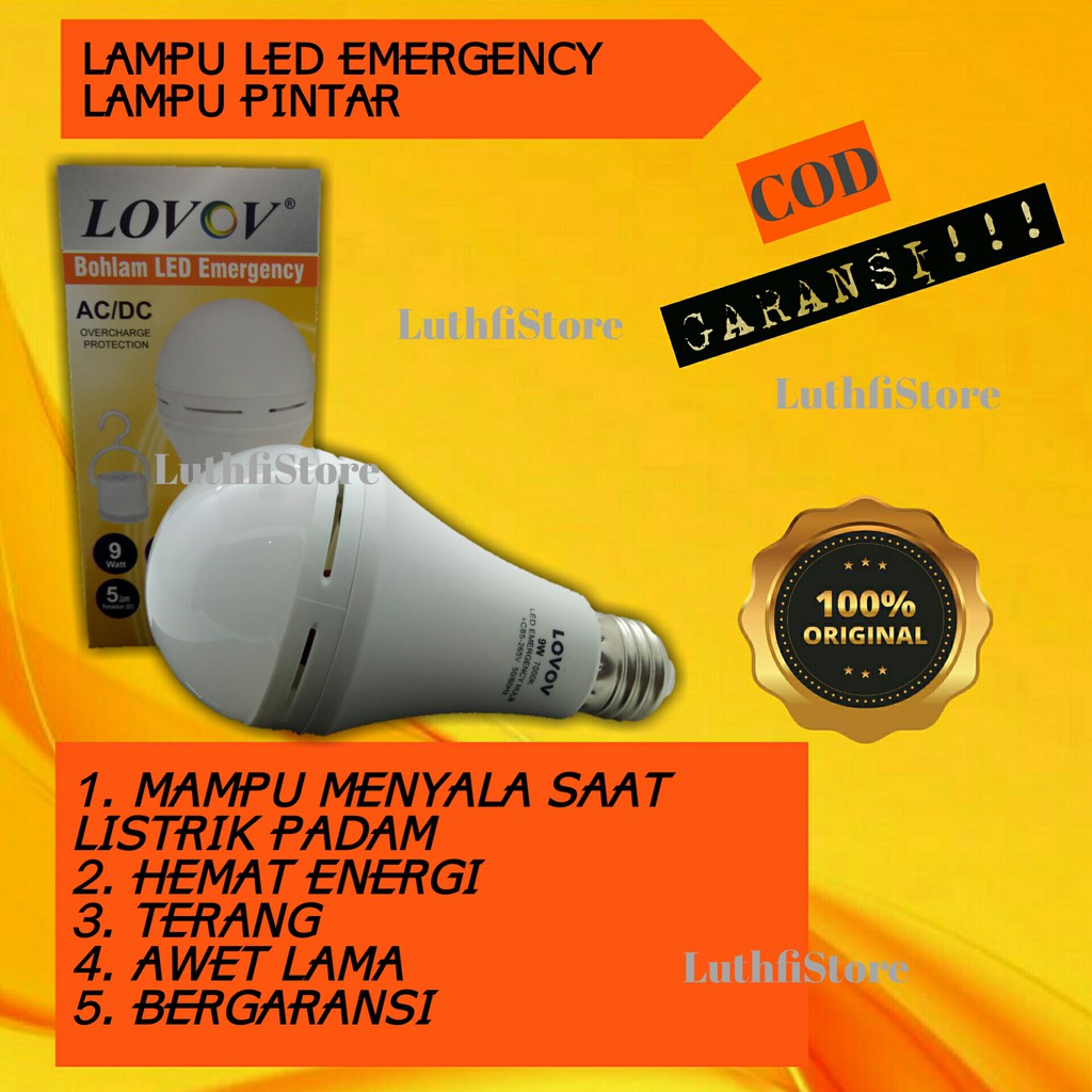 Lampu Emergency LED Bulb Bohlam Hanoch hannoch AC/DC 6W 8W 10W 12W 15W 6 watt 8 watt 10 watt darurat