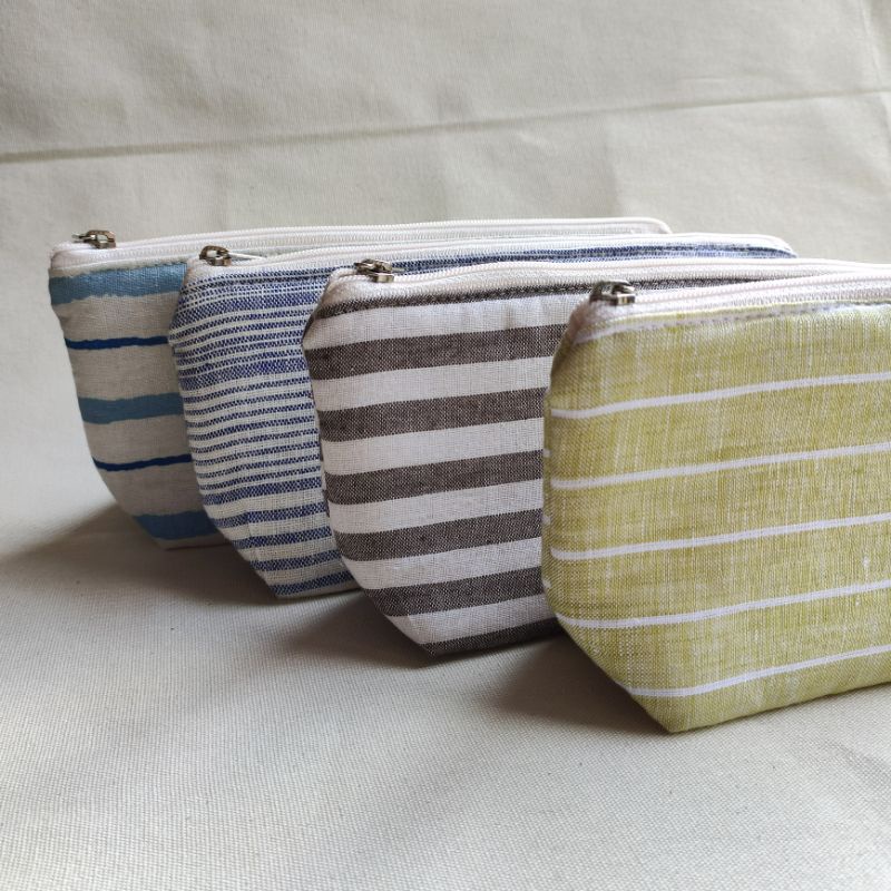 eystudios - Pencil Case Linen / Tempat Pensil Motif Salur