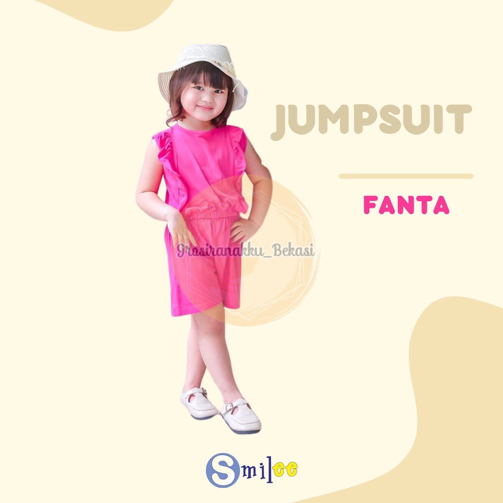 Jumpsuit Anak Smilee Nada Polos Warna Pink Fanta Size 1-5Thn