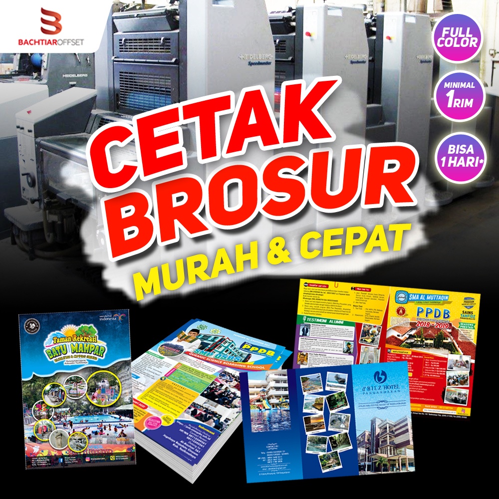 Cetak Brosur Flyer Murah Cepat Uk. A4 F4 Art Paper 150, untuk PPDB Sekolah, Wisata, Prusahaan, dll