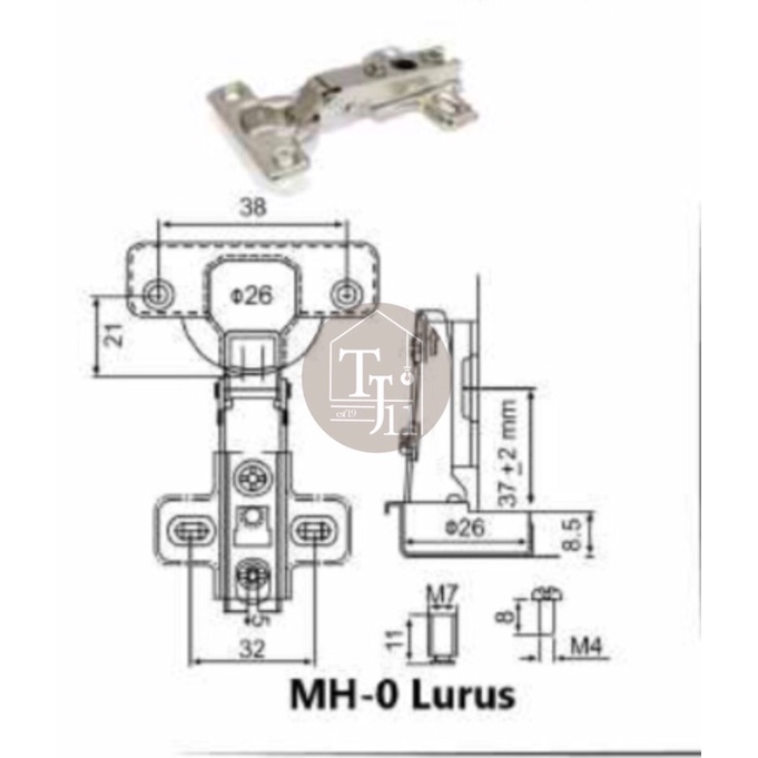 ENGSEL SENDOK MINI 26mm HUBEN MH-0 ( LURUS ) / ENGSEL SENDOK MINI 26mm LURUS