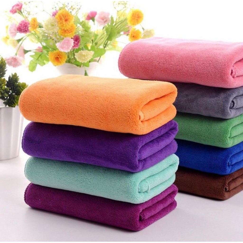 TERMURAH Handuk Mandi Polos Microfiber Ukuran Besar 70 x 140 Lembut Tebal Harga Grosir