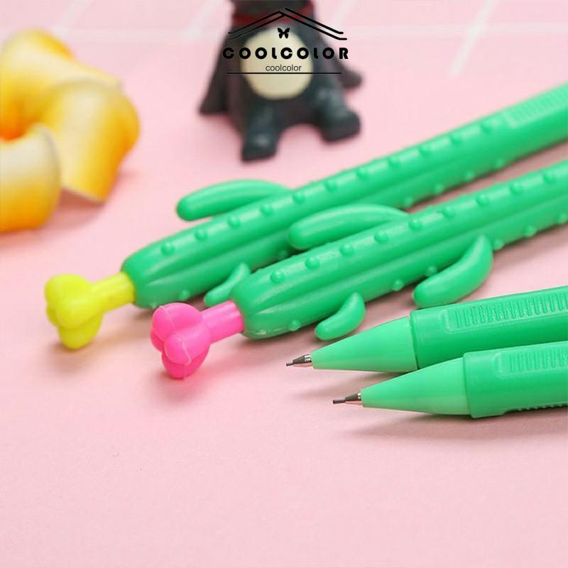 COD❤️Pensil Kartun 0.5/0.7mm   Wortel Kaktus Jagung Pensil Otomatis Aktivitas Pensil Kartun Lembut Karet Tekan Pena Aksesoris Wanita Fashion Korea