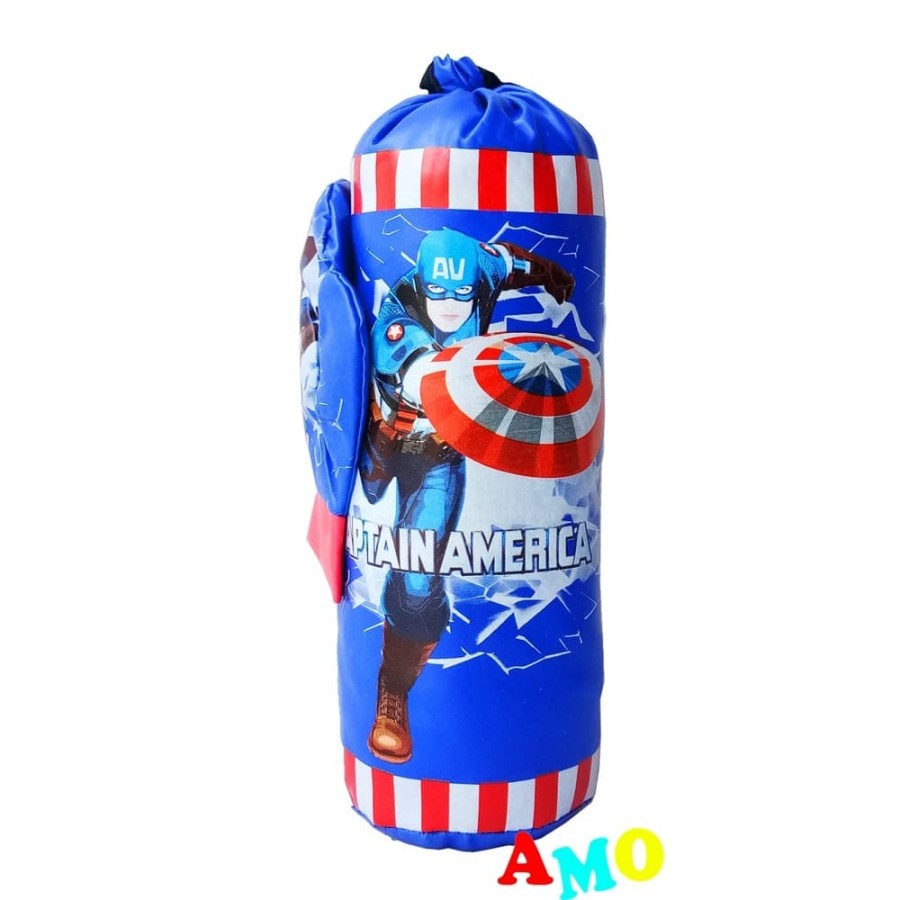 BOXING SET CAPTAIN AMERIKA KECIL- SAMSAK SARUNG TINJU ANAK BIRU