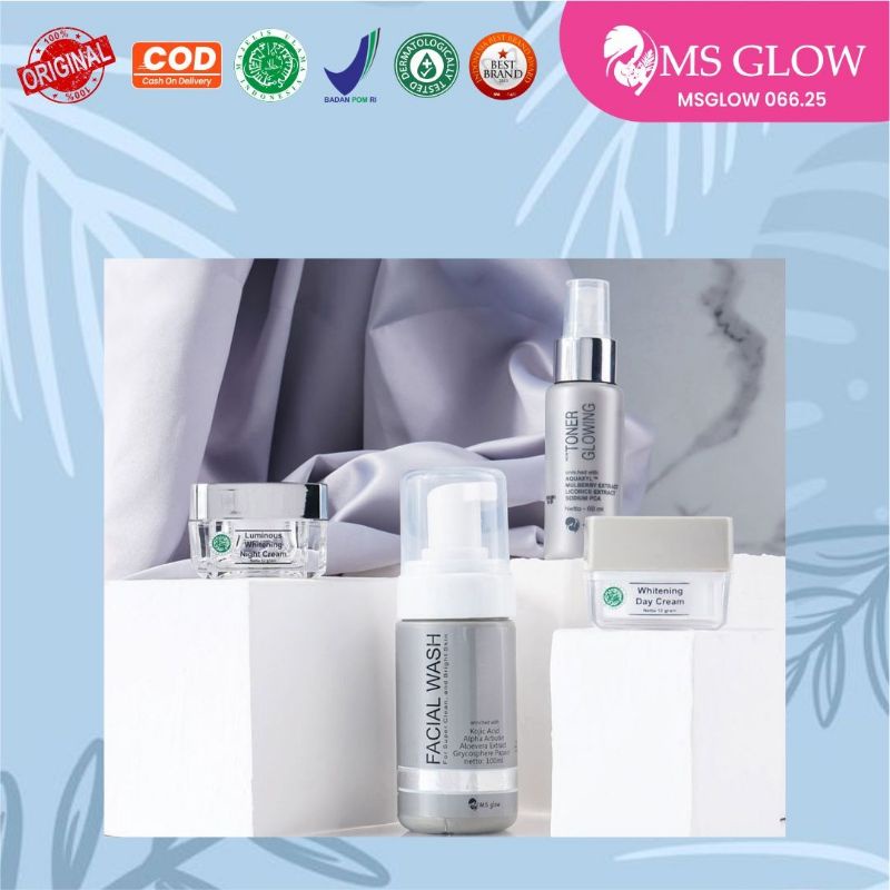 msglow paket whitening luminous untuk kusam/flek ringan/bopeng/noda hitam