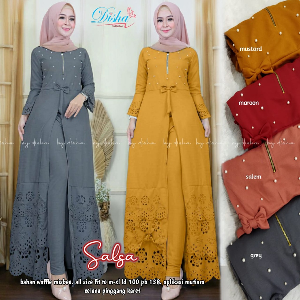 Salsa set / Setelan tunik dan celana / Setcel kekinian / one set / Baju Wanita Casual Kondangan OOTD
