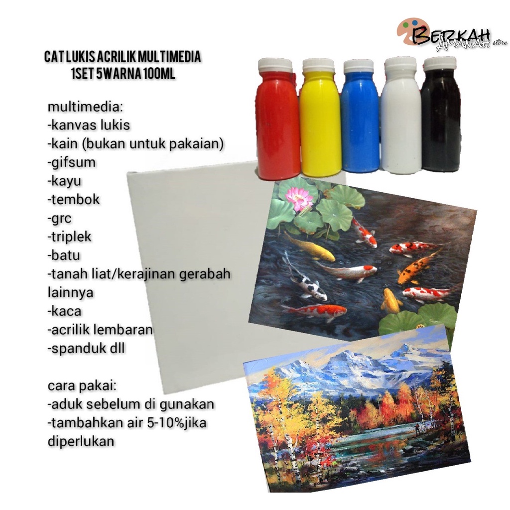 

cat lukis 200gram/100ml 1set 5warna