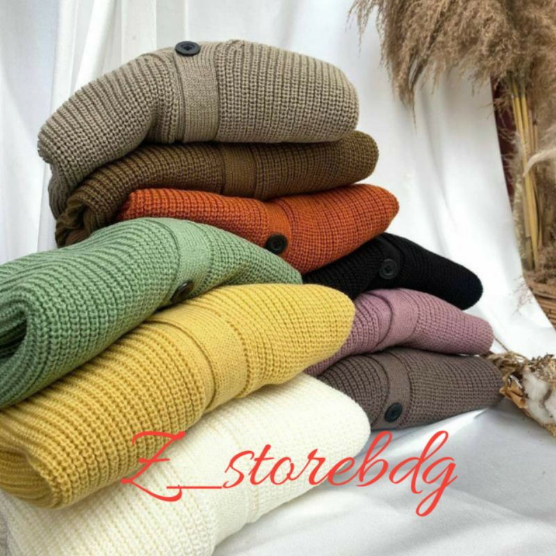 Cardigan Rajut Crop Oversize Premium basic outwear (7 GET) kardigan rajut kro cardigan krop kancing tebal