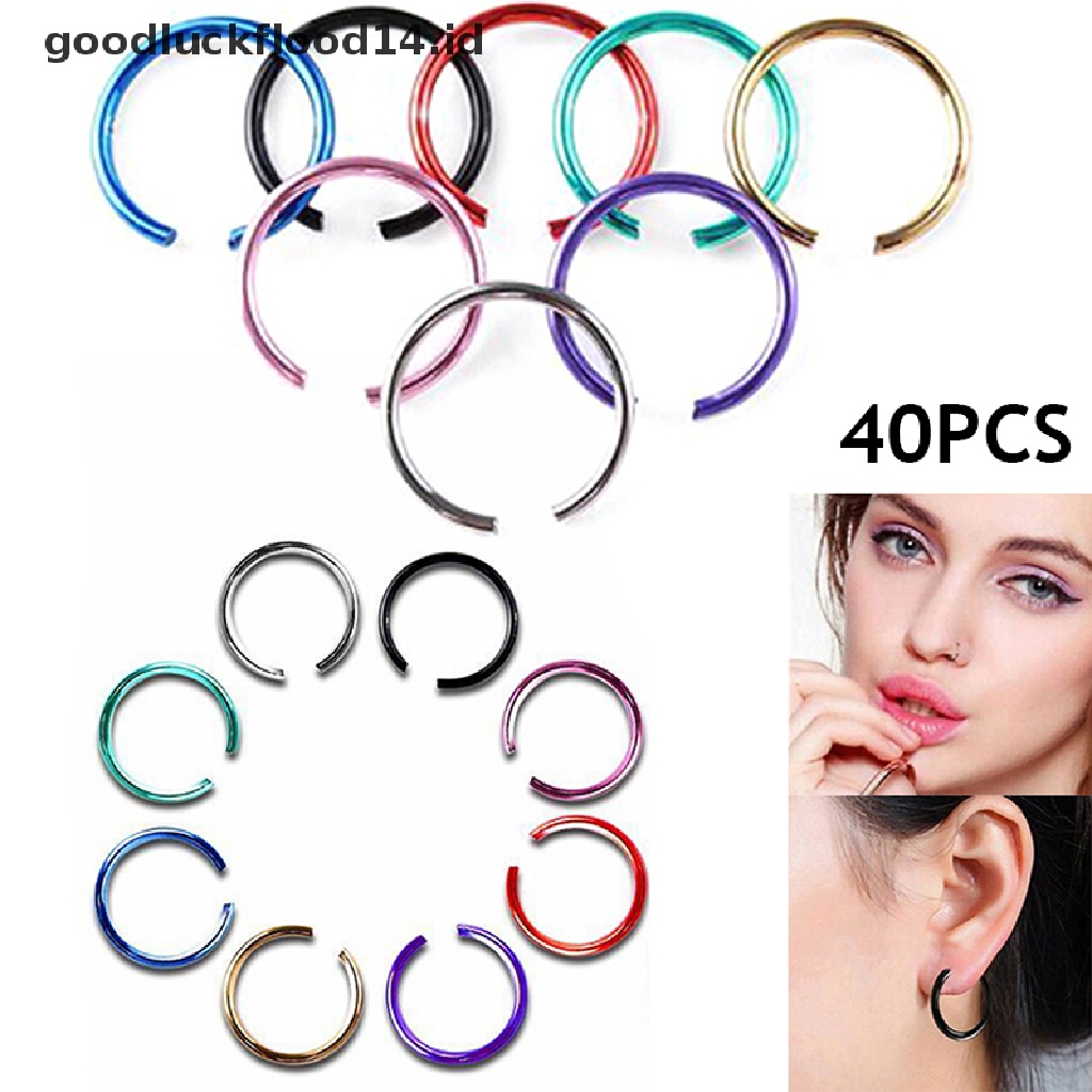 [OOID] 40PCS Nose Ring Septum Ring Hoop Cartilage Tragus Helix Small Piercing Jewelry ID