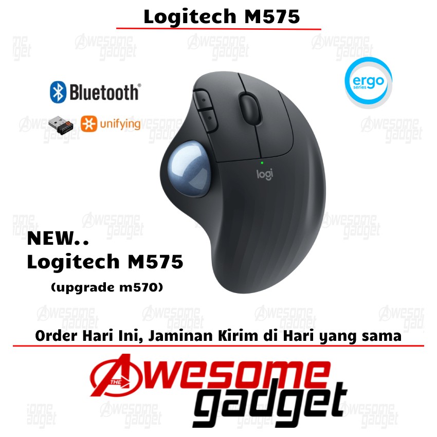 Logitech M570 Wireless Mouse Trackball Ergonomic Mac Windows