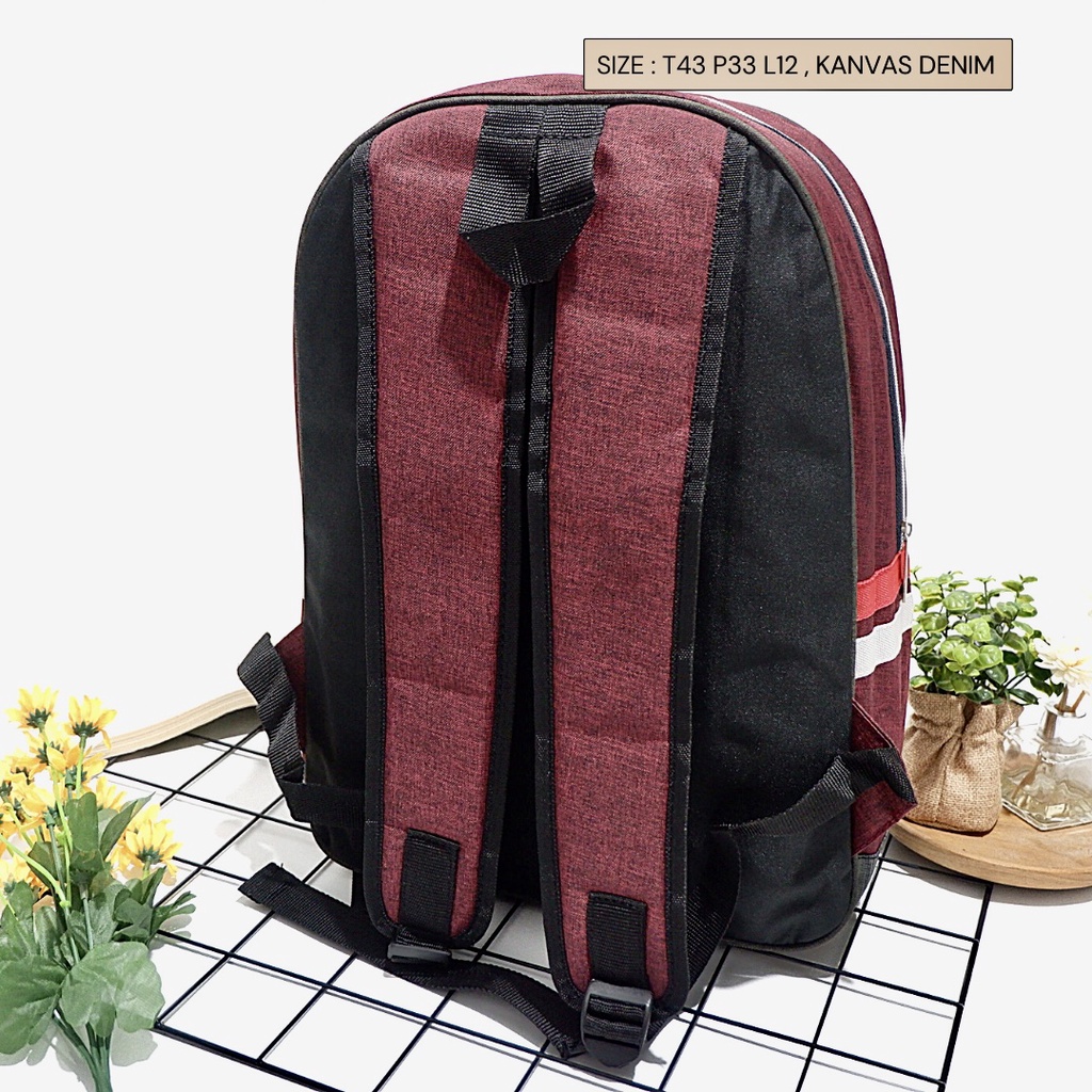 COD in aja gan Tas Ransel Punggung Polos cowok Pria Daily Backpack Unisex ada 4 warna Lokal Semarang