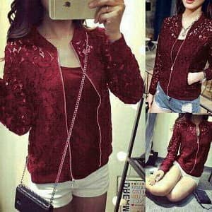 Jaket Wanita Jaket brukat lace/jaket wanita murah/baju wanita grosir/atasan murah - peach, s-m(T4T7)