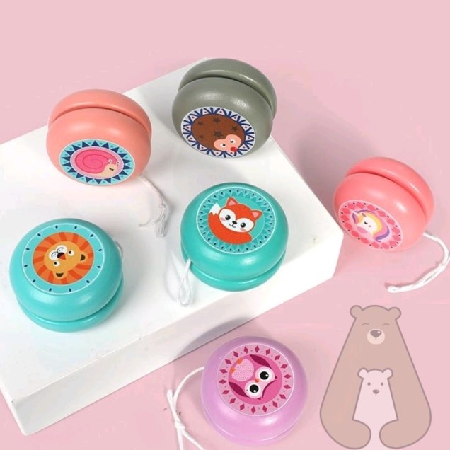 Mainan Permainan Yoyo Kayu Lucu Kids Toys Kado Ulang Tahun Anak 3 4 5 6 Tahun Laki Laki Import Murah