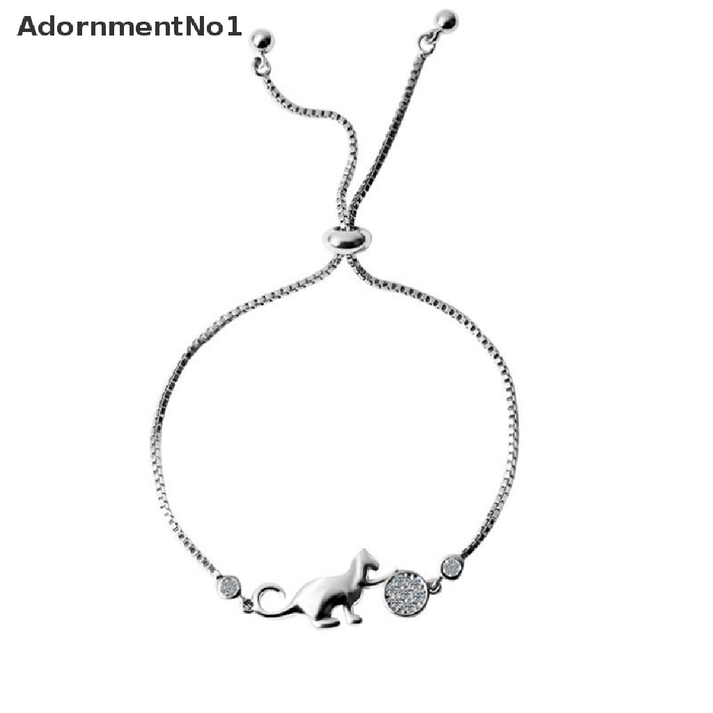 (AdornmentNo1) Gelang Rantai Dengan Charm Bola Kristal Zirkonia Kubik Untuk Wanita