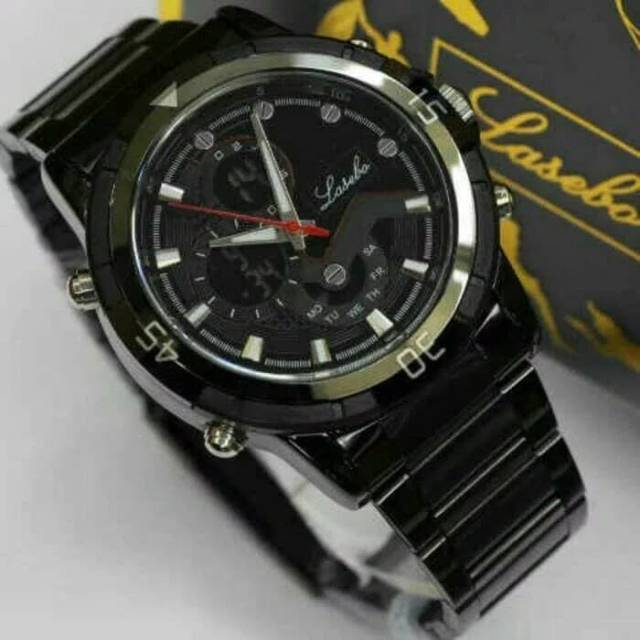 Jam tangan pria Lasebo Rantai LSB-985 Double time Original anti air