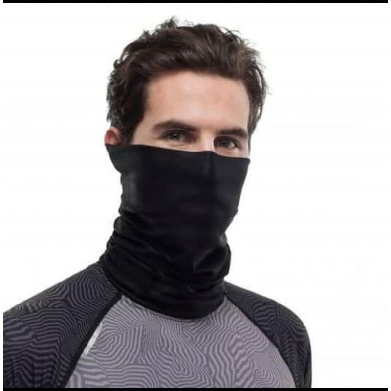 BAP BUFF BAP HITAM POLOS masker motor bandana pria cowok wanita