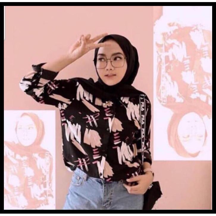 Jknj Baju Atasan Kemeja Diya Crayon Monalisa Motif Viav