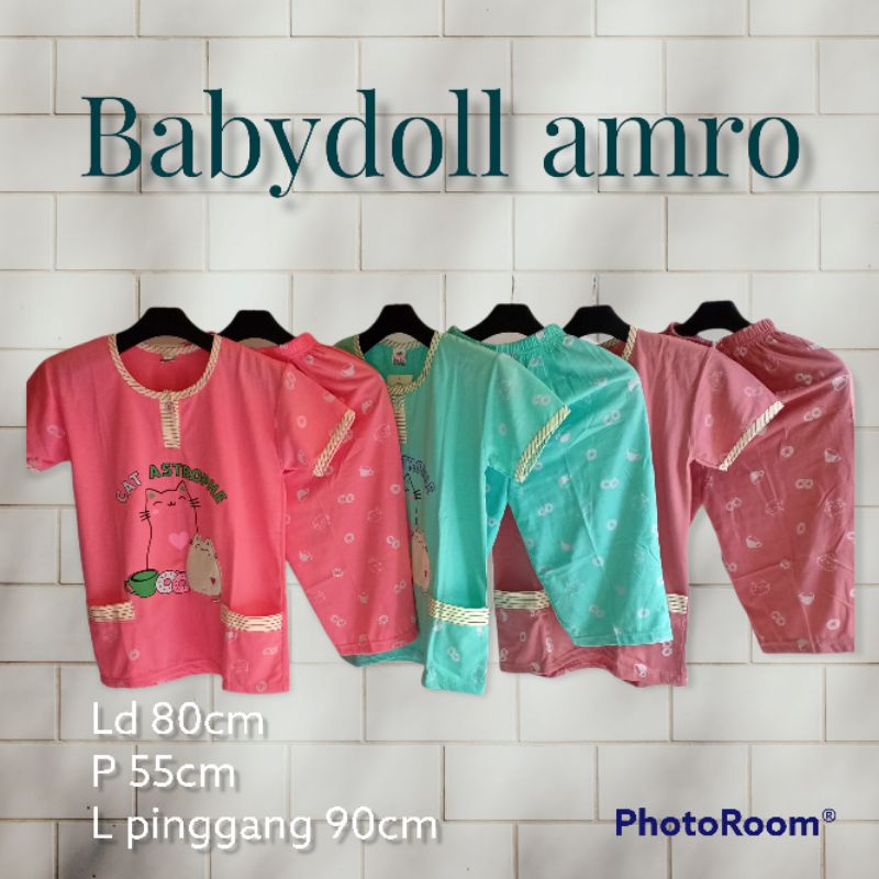 babydoll 3/4 amro label putih