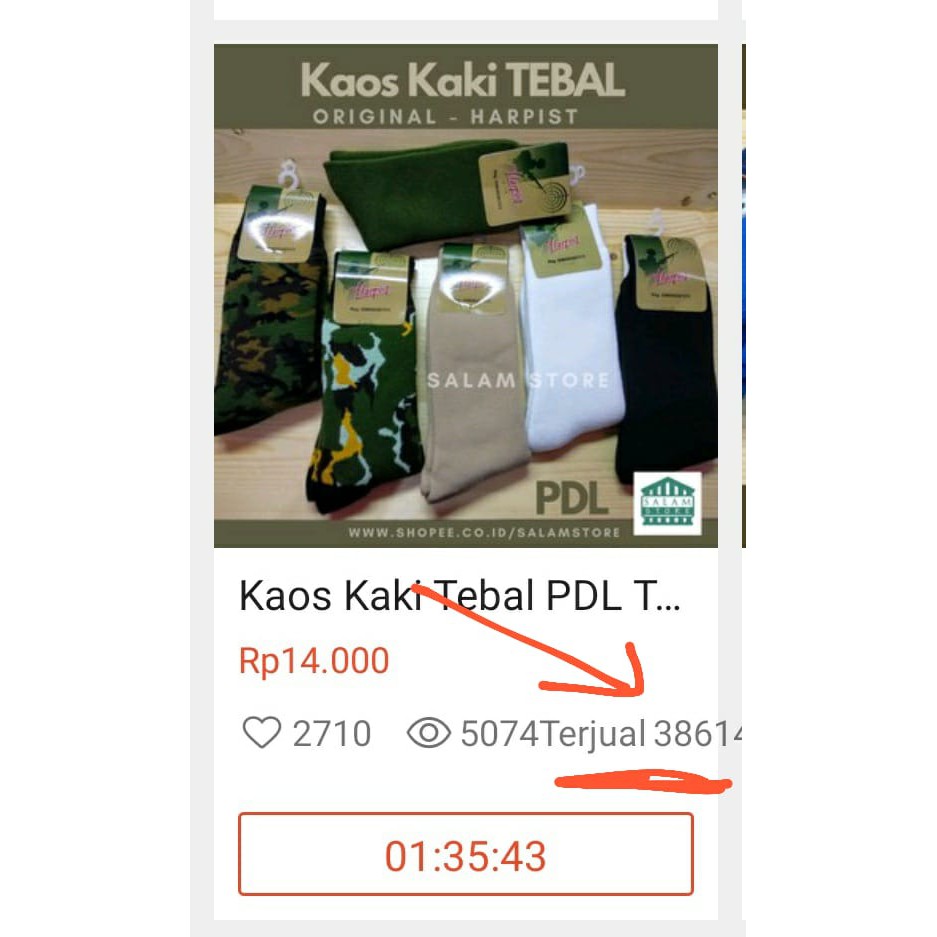 Kaos Kaki Tebal PDL Tentara Polisi Tactical Outdoor Pendakian ORIGINAL HARPIST Salam Store-1